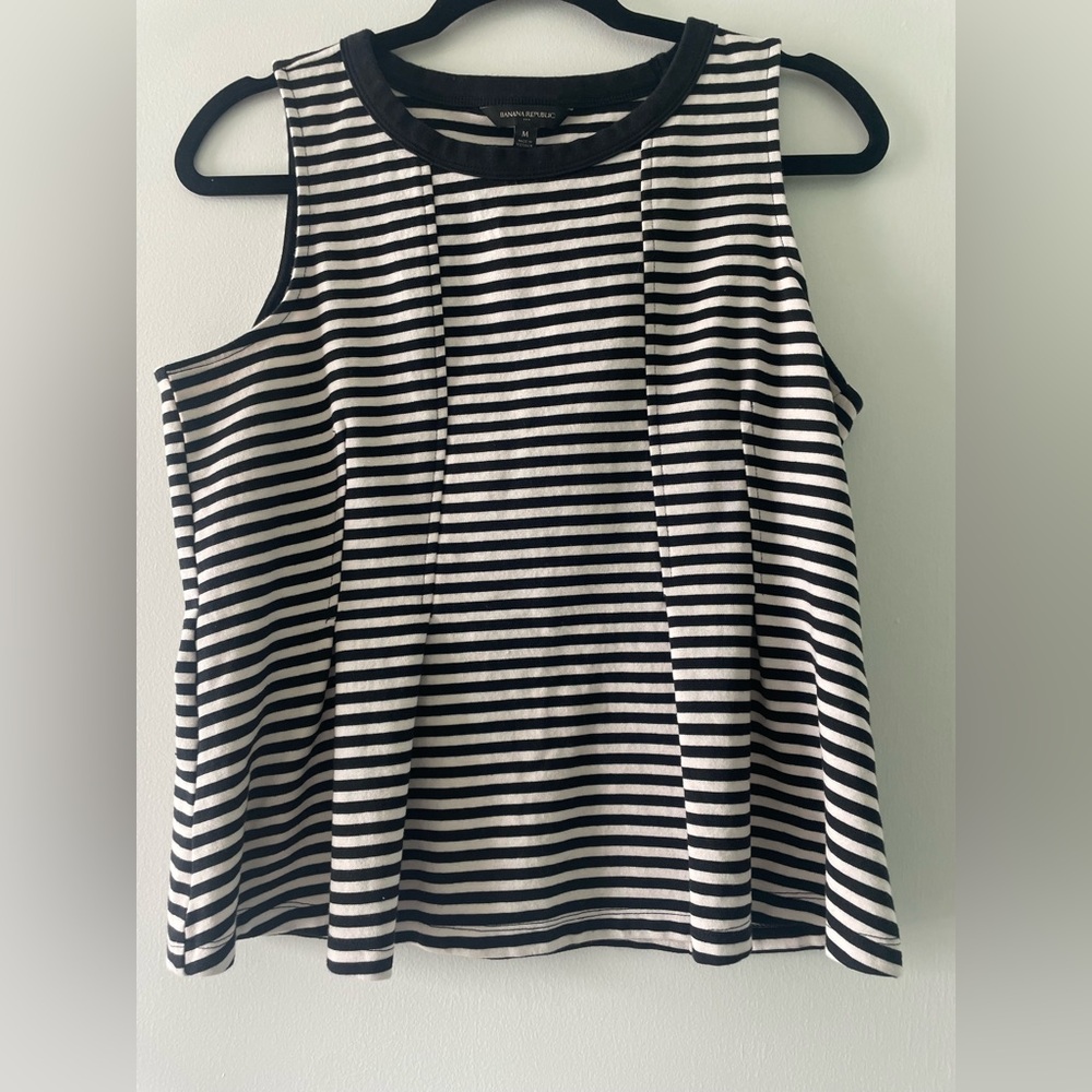 Banana Republic Black and White Striped Tank Top